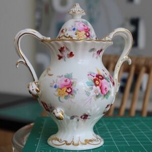 Coalport Bone China Floral Potpourri Jar Urn Gold Trim England V8010 6 Mens